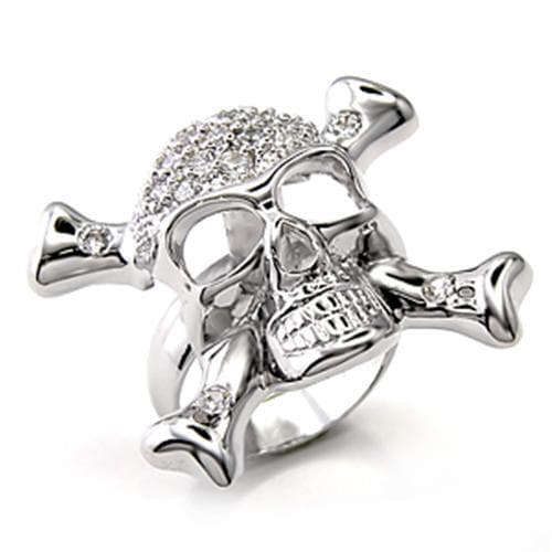 Sterling Silver CZ Pave Skull Crossbones Cocktail Ring