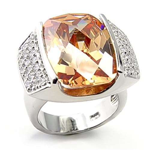 Sterling Silver Champagne CZ Pear Pave Halo Cocktail Ring