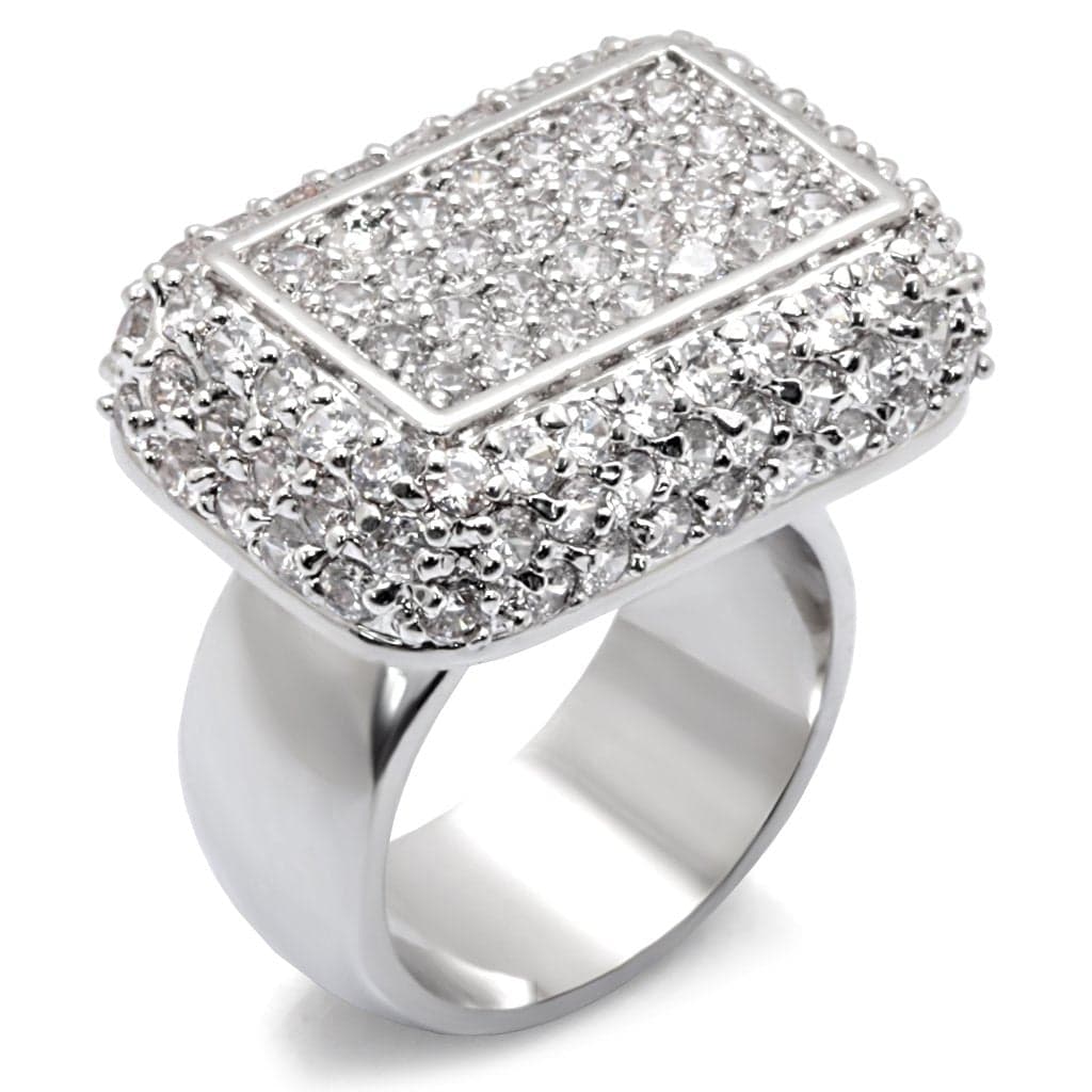 Sterling Silver CZ Pave Rectangle Signet Ring