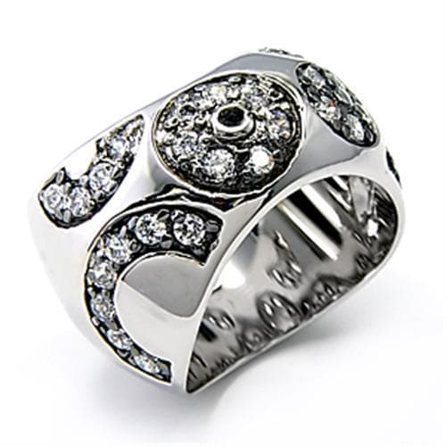 Sterling Silver CZ Pave Floral Leaf Dome Cocktail Ring