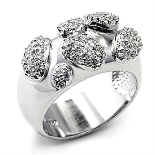 Sterling Silver CZ Pave Triple Bubble Dome Band Ring