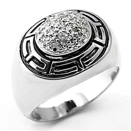 Sterling Silver CZ Greek Key Pave Signet Ring