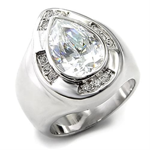 Sterling Silver CZ Pear Teardrop Bezel Dome Ring