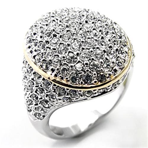 Brass Gold CZ Pave Dome Two Tone Ring