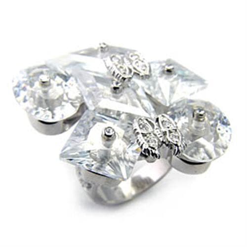 Sterling Silver CZ Multi Shape Cluster Cocktail Ring