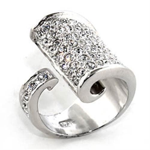 Sterling Silver CZ Pave Scroll Curl Wide Band Ring