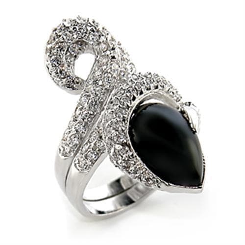 Brass Black Onyx Pear CZ Infinity Cocktail Ring
