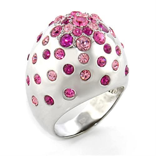 Brass Pink Fuchsia CZ Scatter Dome Cocktail Ring