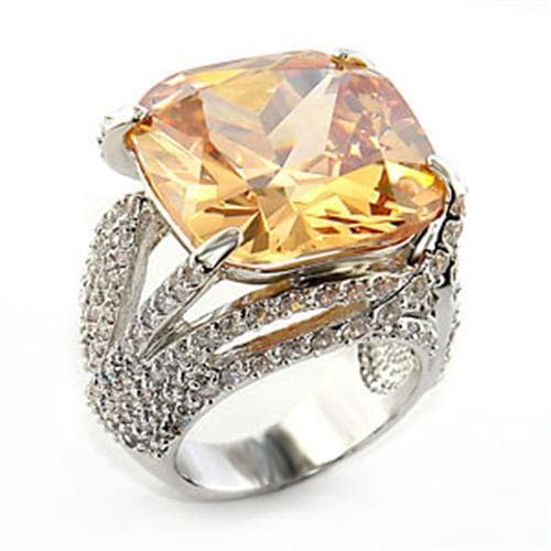 Brass Champagne CZ Cushion Pave Bypass Cocktail Ring