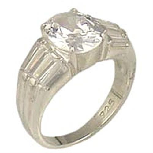 Sterling Silver CZ Oval Baguette Channel Vintage Solitaire Ring