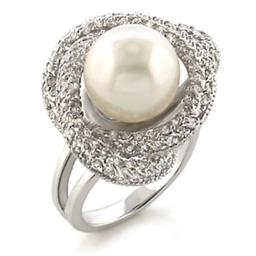 Brass Pearl CZ Pave Halo Cocktail Ring