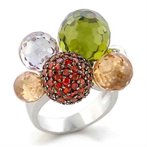 Brass Multi CZ Round Cluster Bubble Cocktail Ring