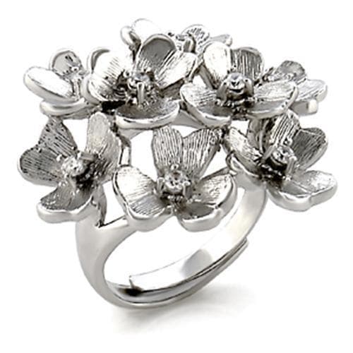Brass Silver Matte Floral Petal Cluster Ring