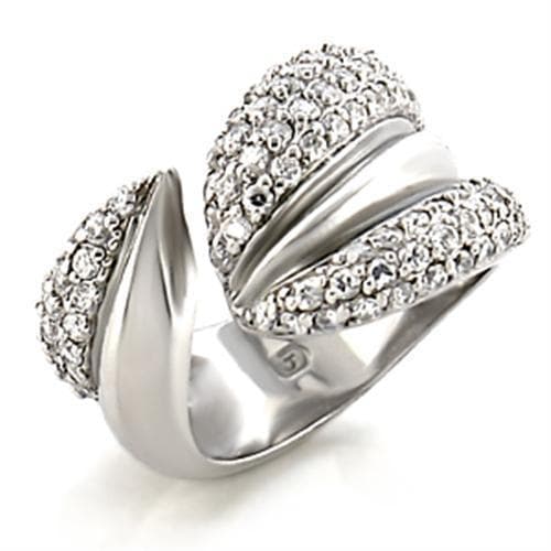 Brass CZ Pave Crossover Dome Wide Band Ring