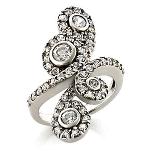 Brass CZ Round Bezel Pave Infinity Swirl Ring