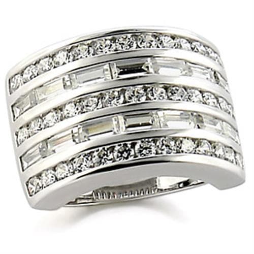 Brass CZ Pave Five Row Channel Wide Band Ring