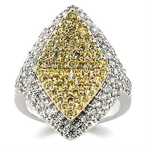 Brass Yellow CZ Pave Diamond Shape Cocktail Ring