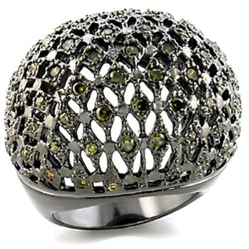 Brass Olive CZ Lattice Cutout Dome Ring