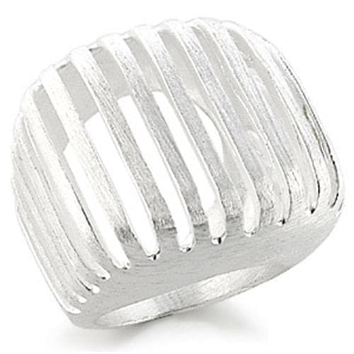 Brass Silver Brushed Stripe Cutout Dome Ring