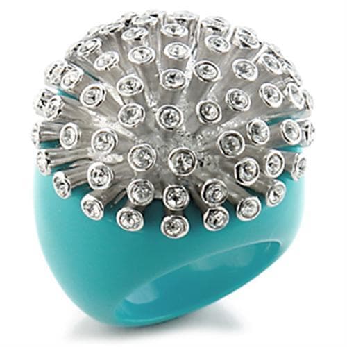 Brass Turquoise Enamel CZ Spike Dome Cocktail Ring