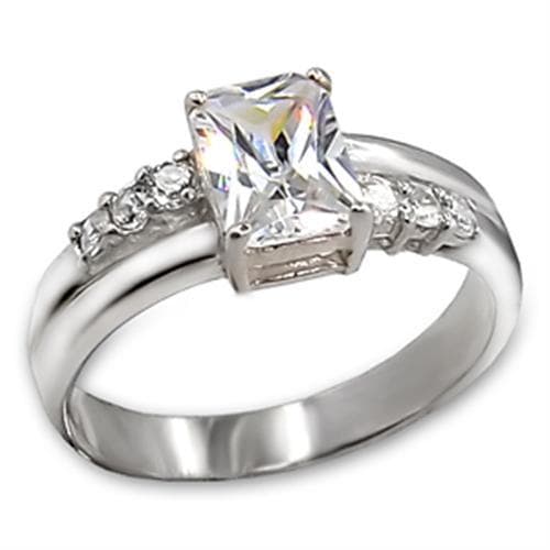Sterling Silver CZ Emerald Cut Graduated Channel Solitaire Ring