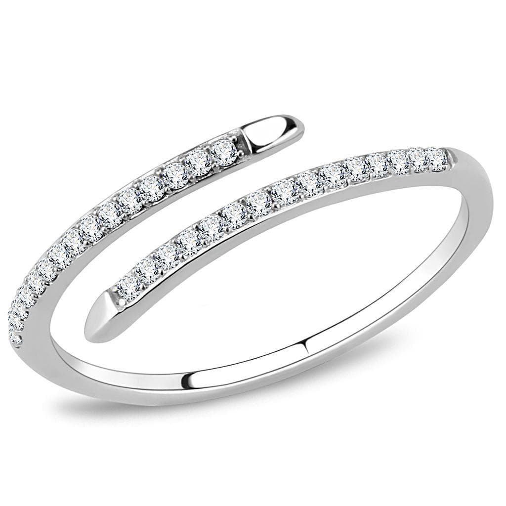 Stainless Steel CZ Pave Thin Nail Wrap Open Ring