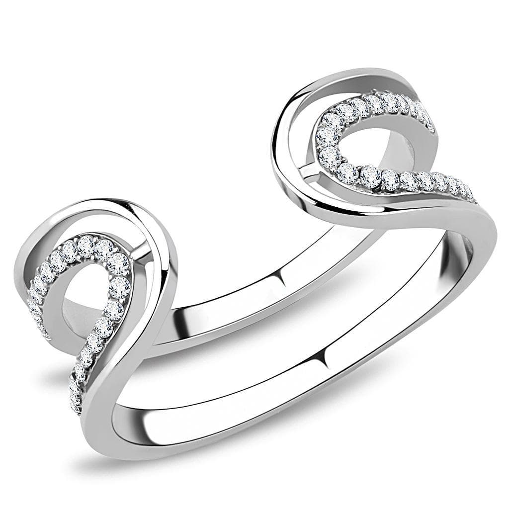 Stainless Steel CZ Pave Loop Open Thin Ring