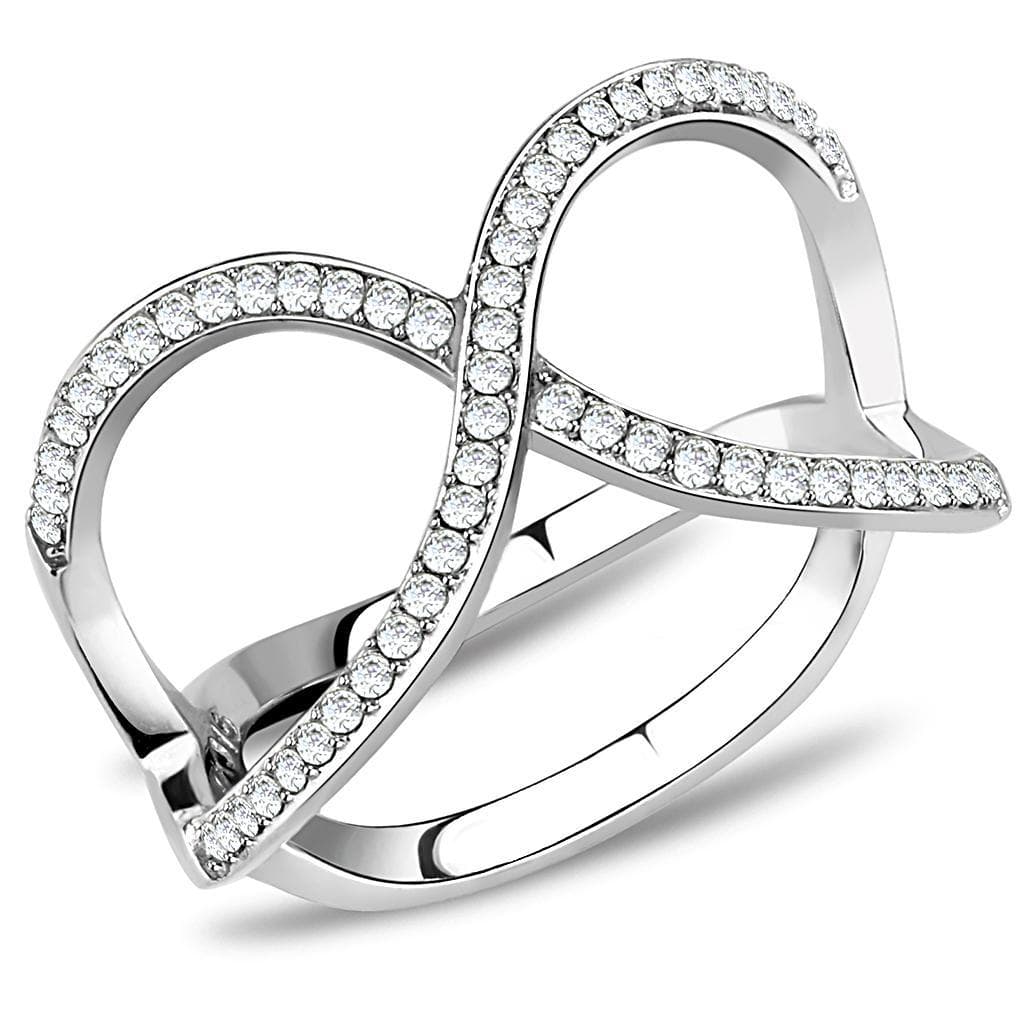 Stainless Steel CZ Pave Infinity Crossover Wide Ring