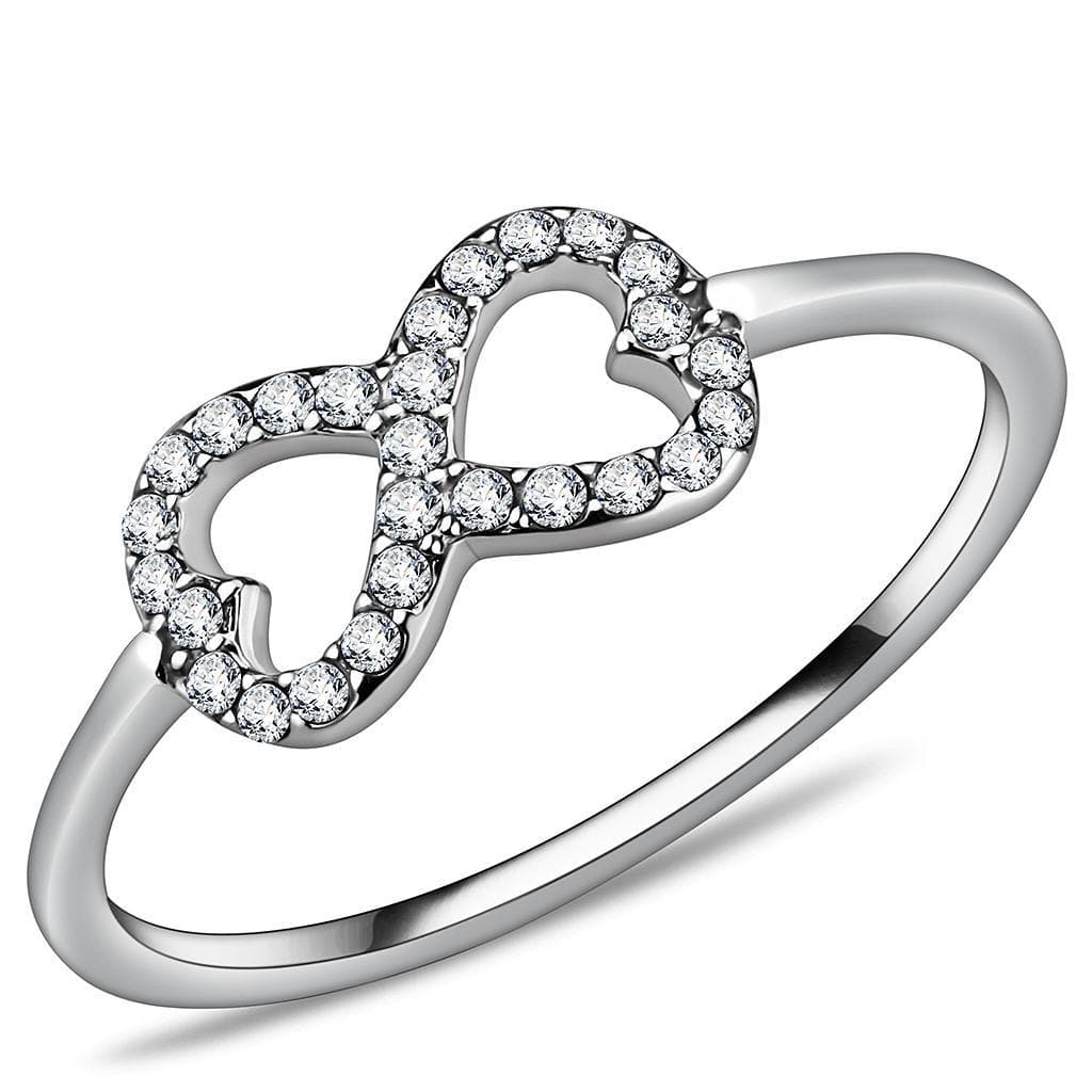 Stainless Steel CZ Pave Infinity Heart Band Ring