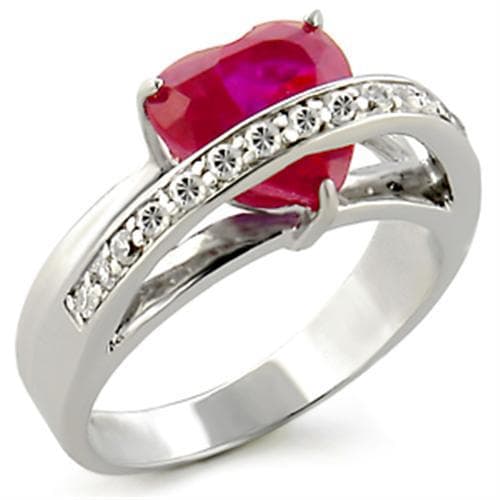 Stainless Steel Ruby CZ Ring