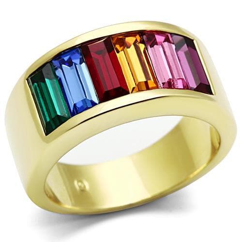 Brass Multi-Color Crystal Ring