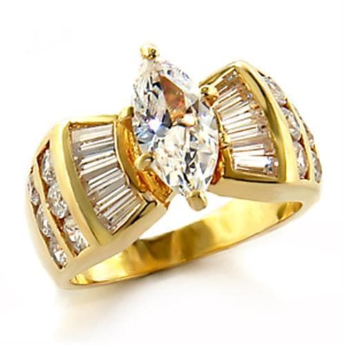 Brass Gold Marquise CZ Baguette Cocktail Ring