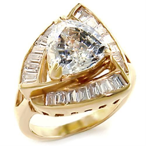 Brass Gold Trillion CZ Baguette Cocktail Ring