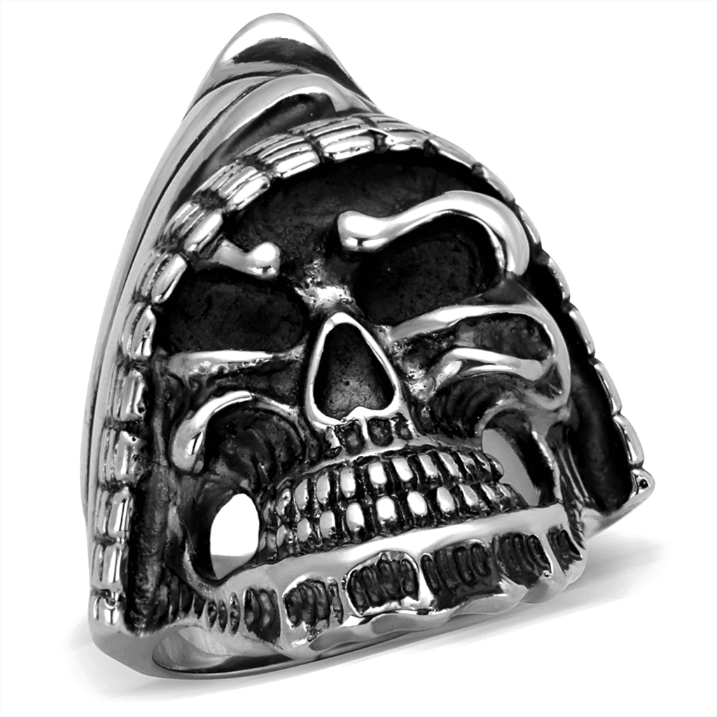 Stainless Steel Skull Hooded Grim Reaper Large Ring