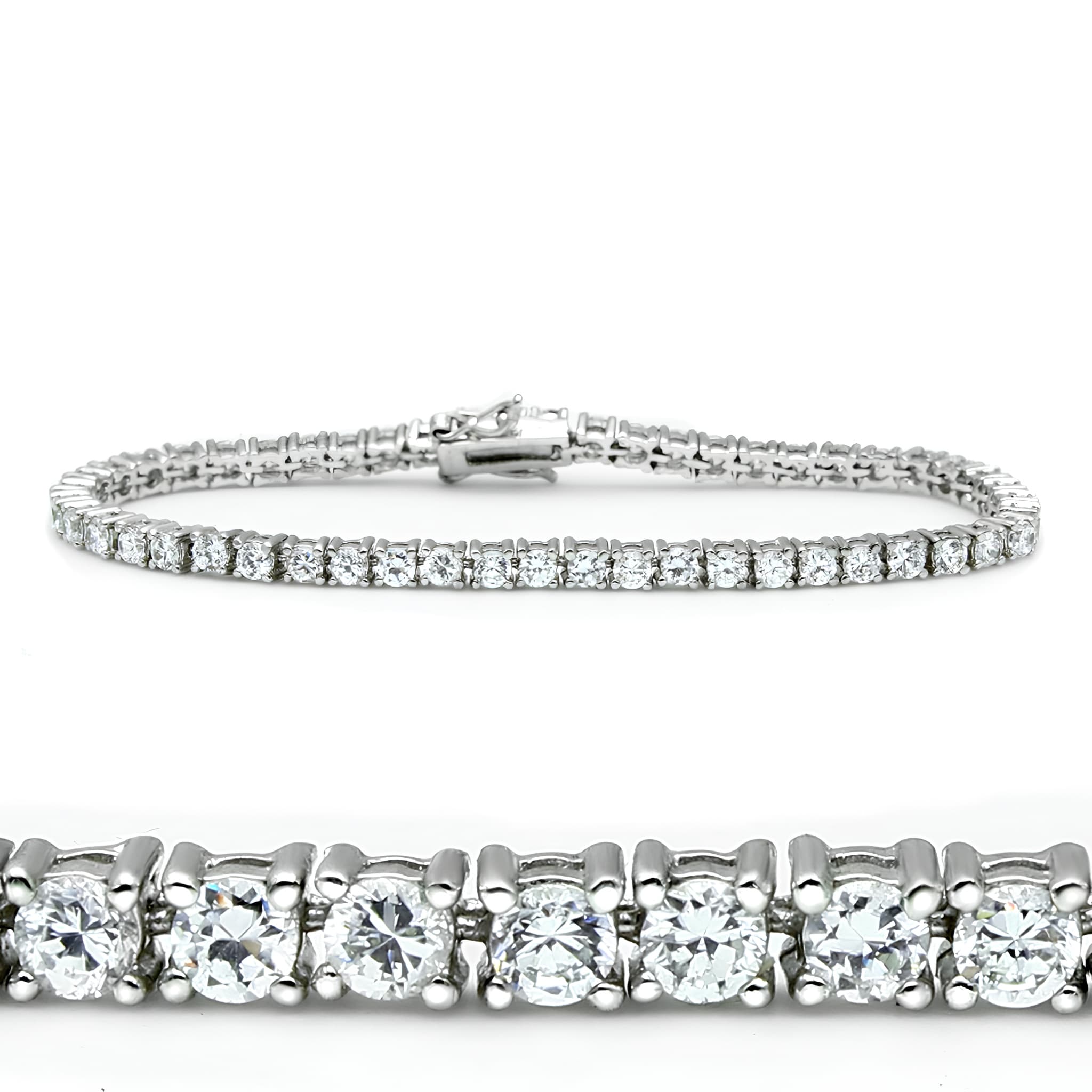 Brass CZ Princess Channel Tennis Bracelet