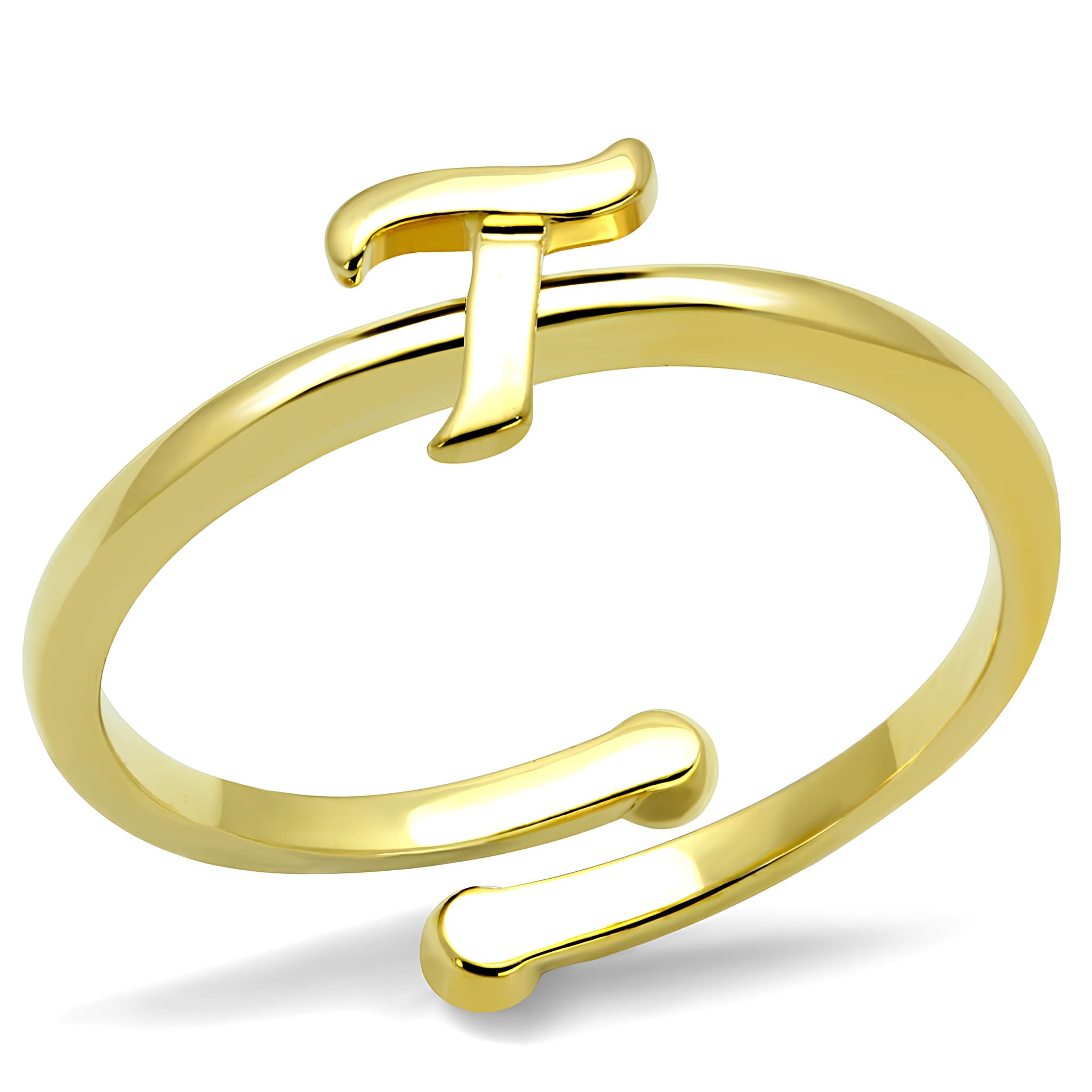 Brass Gold Script Letter T Initial Toe Ring LO4018