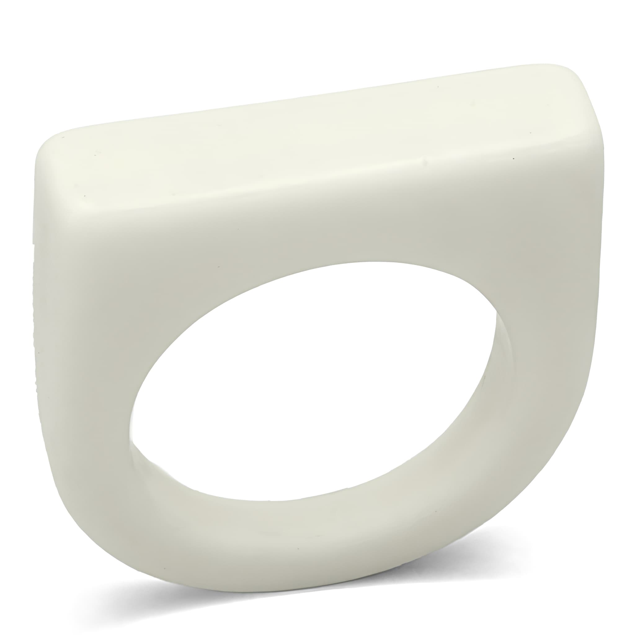 White Resin Flat Top Square Ring