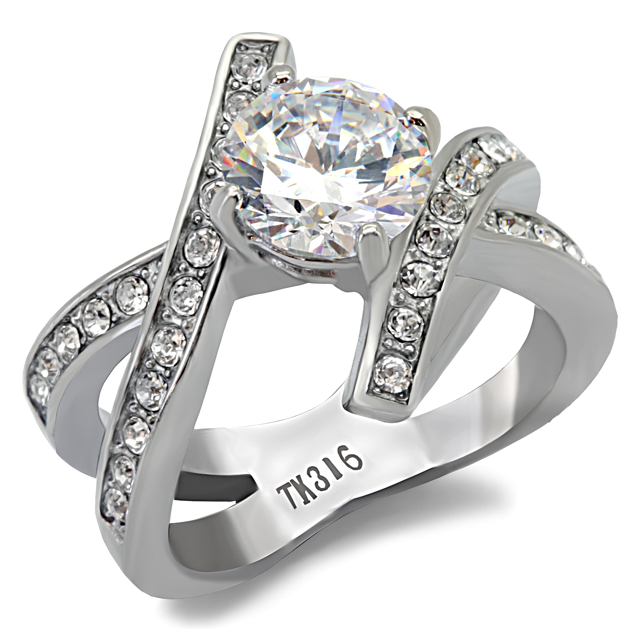 Stainless Steel Round Split Cathedral Ring
