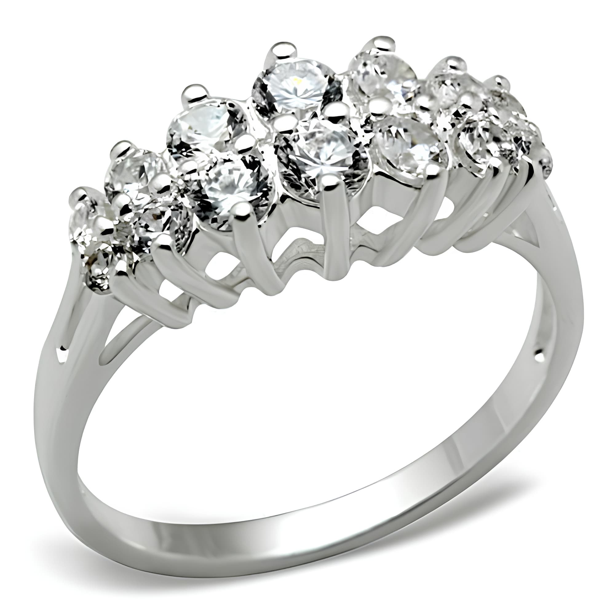 Sterling Silver CZ Oval Five Stone Graduated Band Ring