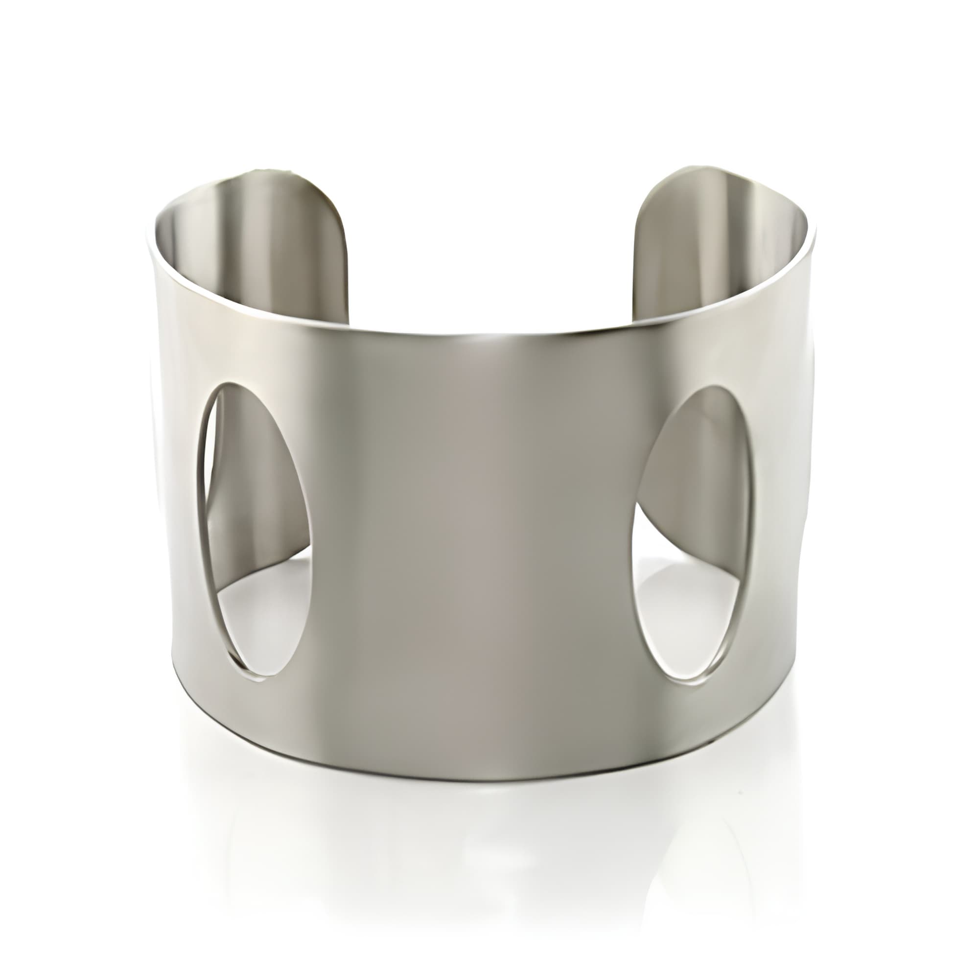 Stainless Steel Silver Polished Plain Wide Cuff Bangle Bracelet