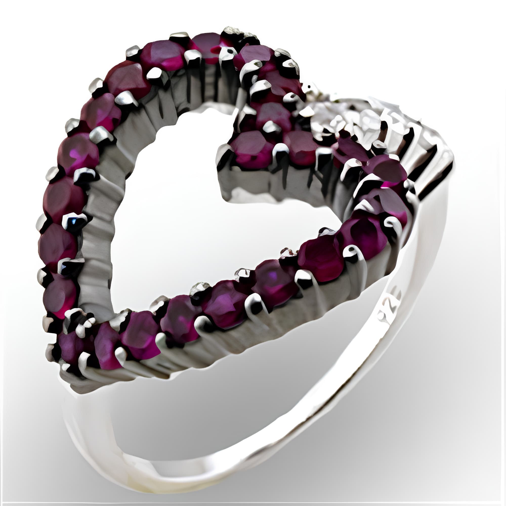 Sterling Silver Ruby Heart Open Ring
