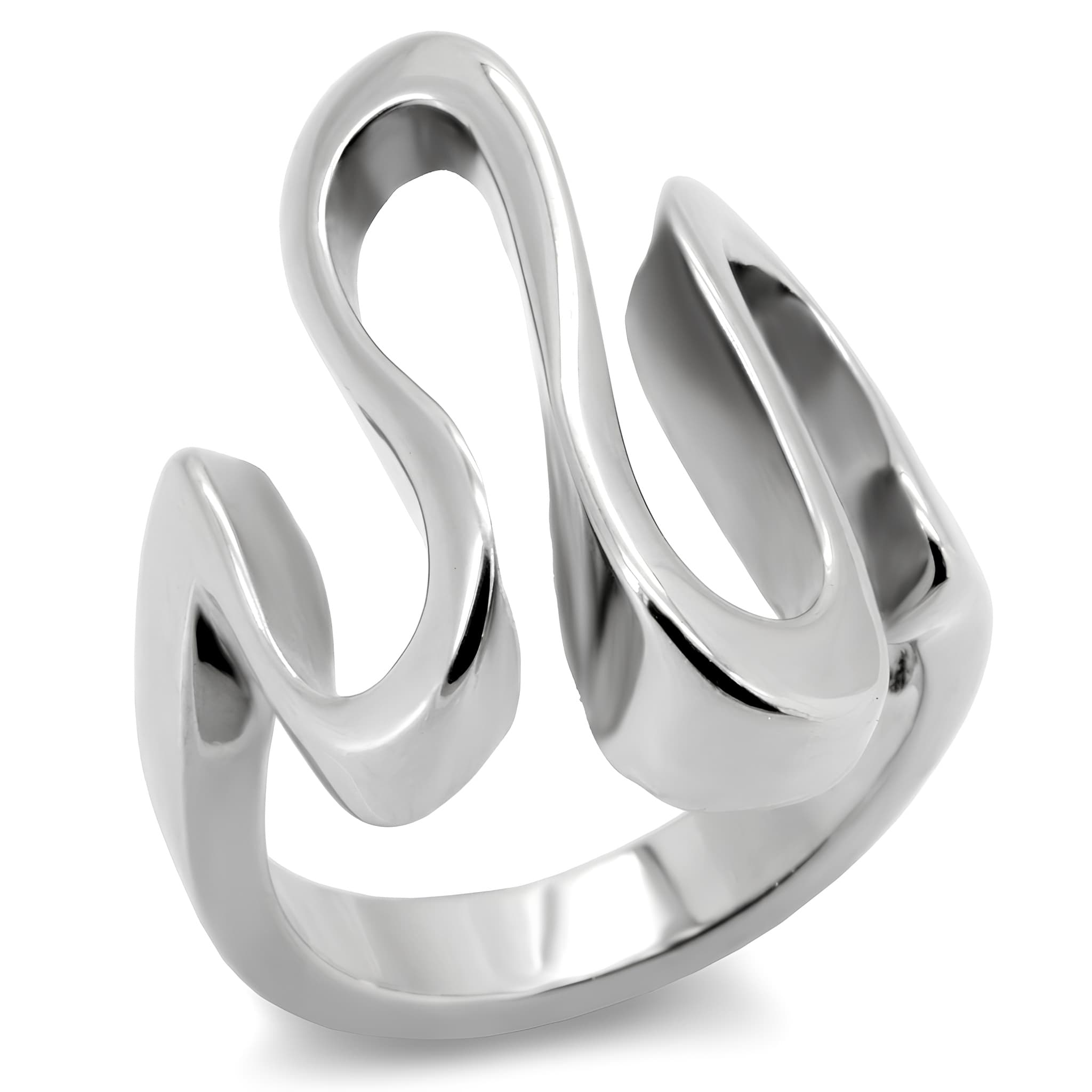Stainless Steel Abstract S Curve Sculptural Ring