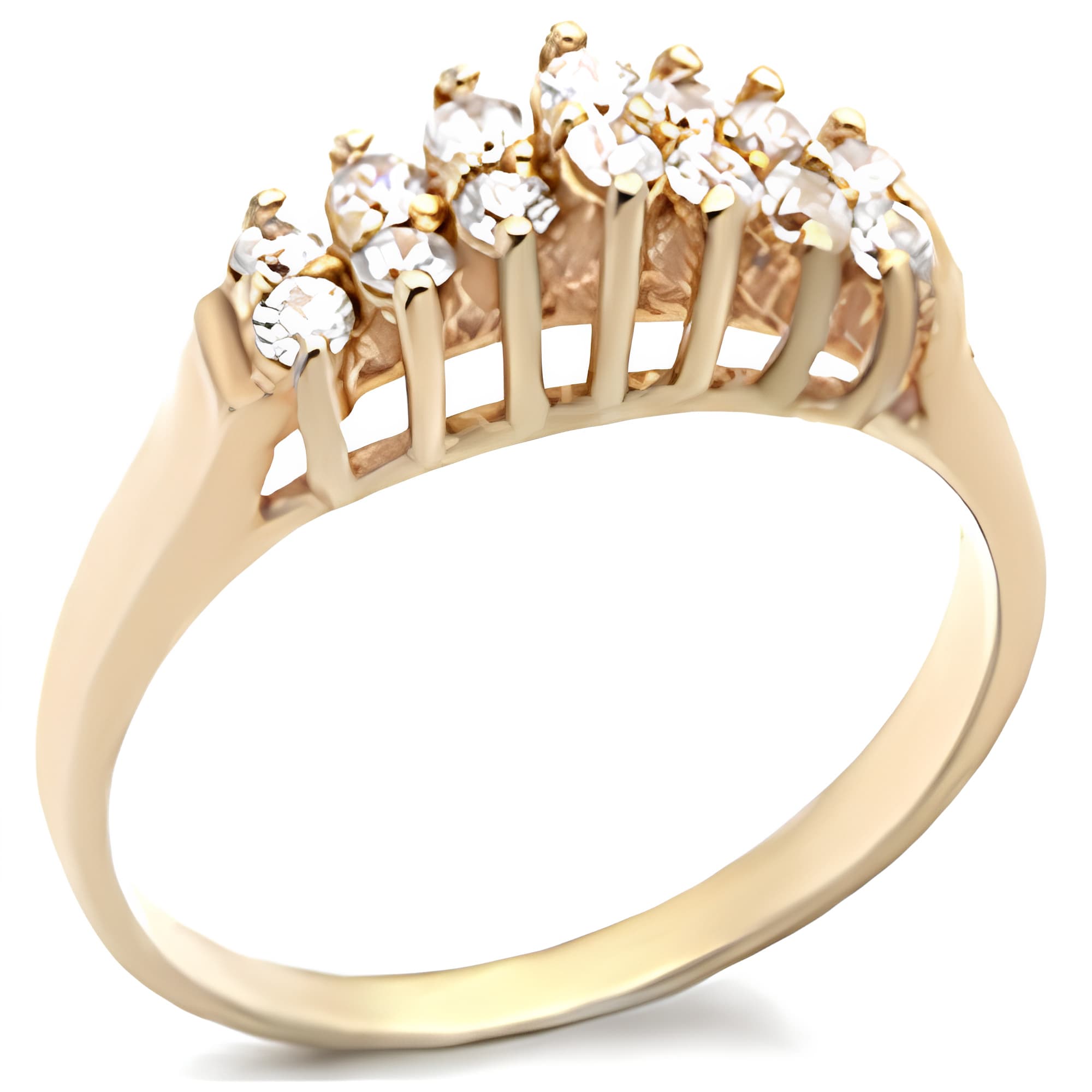 Brass Rose Gold CZ Five-Stone Graduated Ring