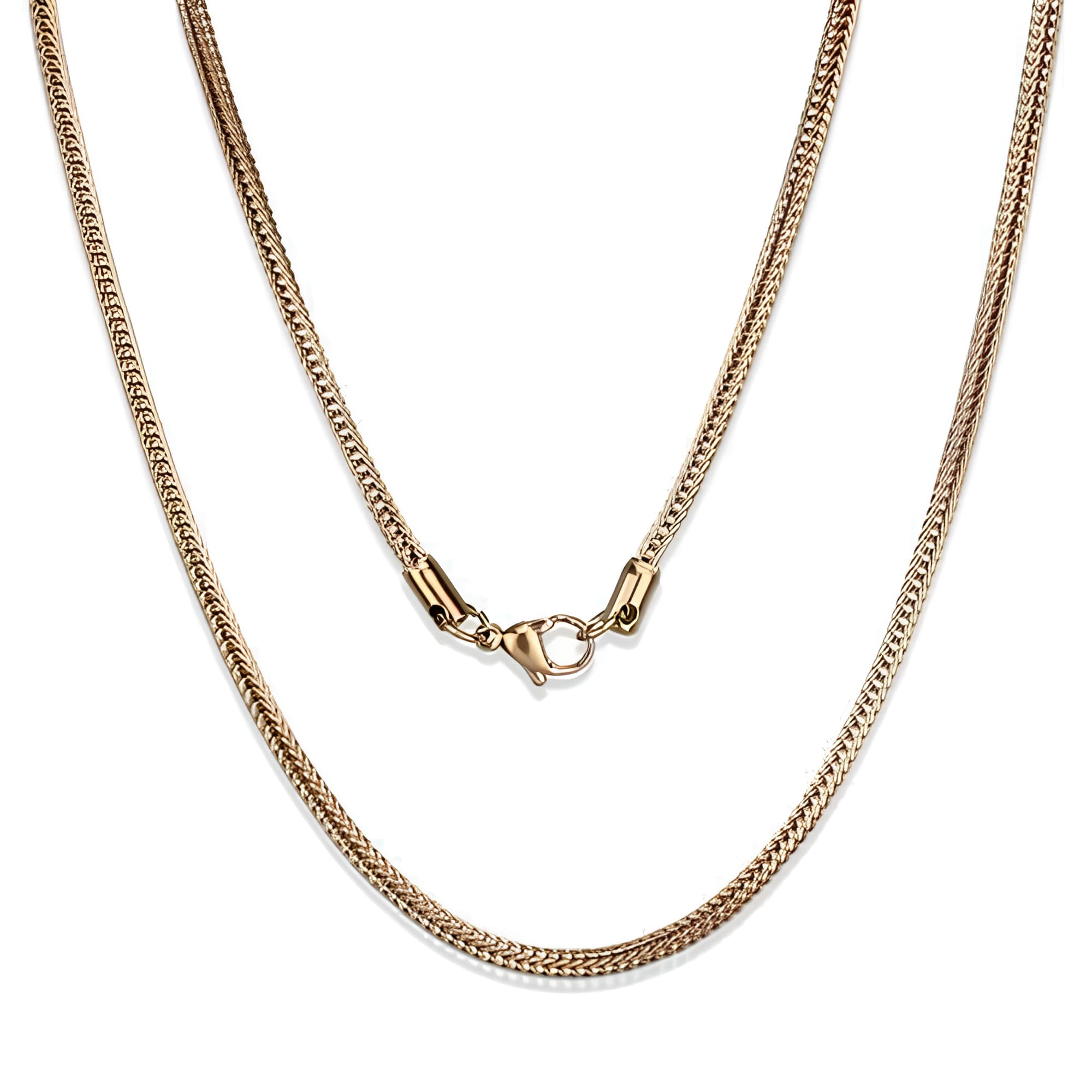 Stainless Steel Rose Gold IP Curb Necklace