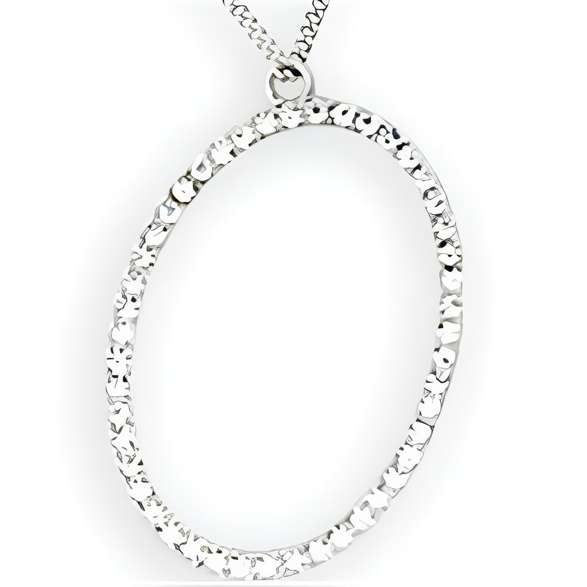Brass CZ Open Oval Pendant Necklace