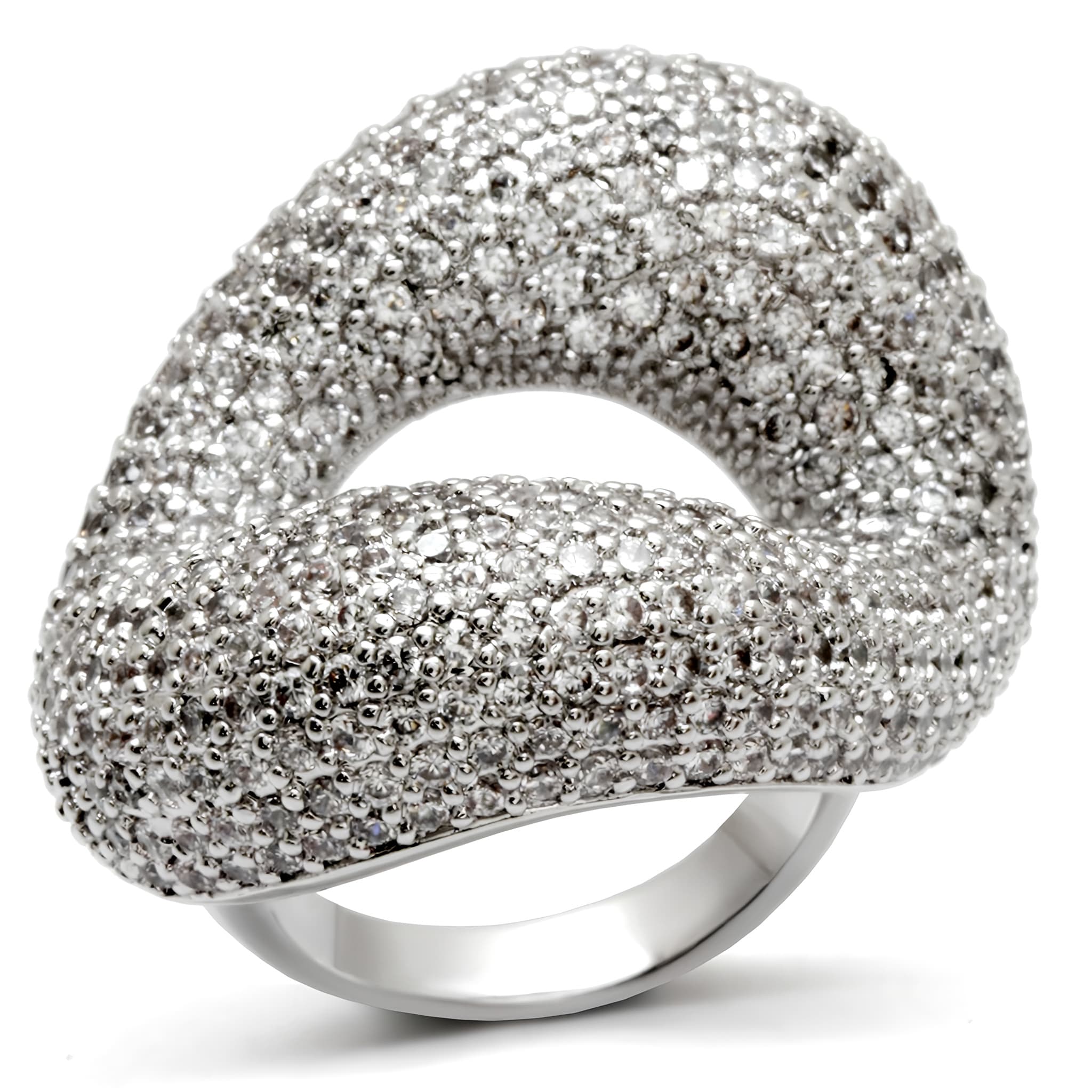 Brass CZ Pavé Split Dome Ring