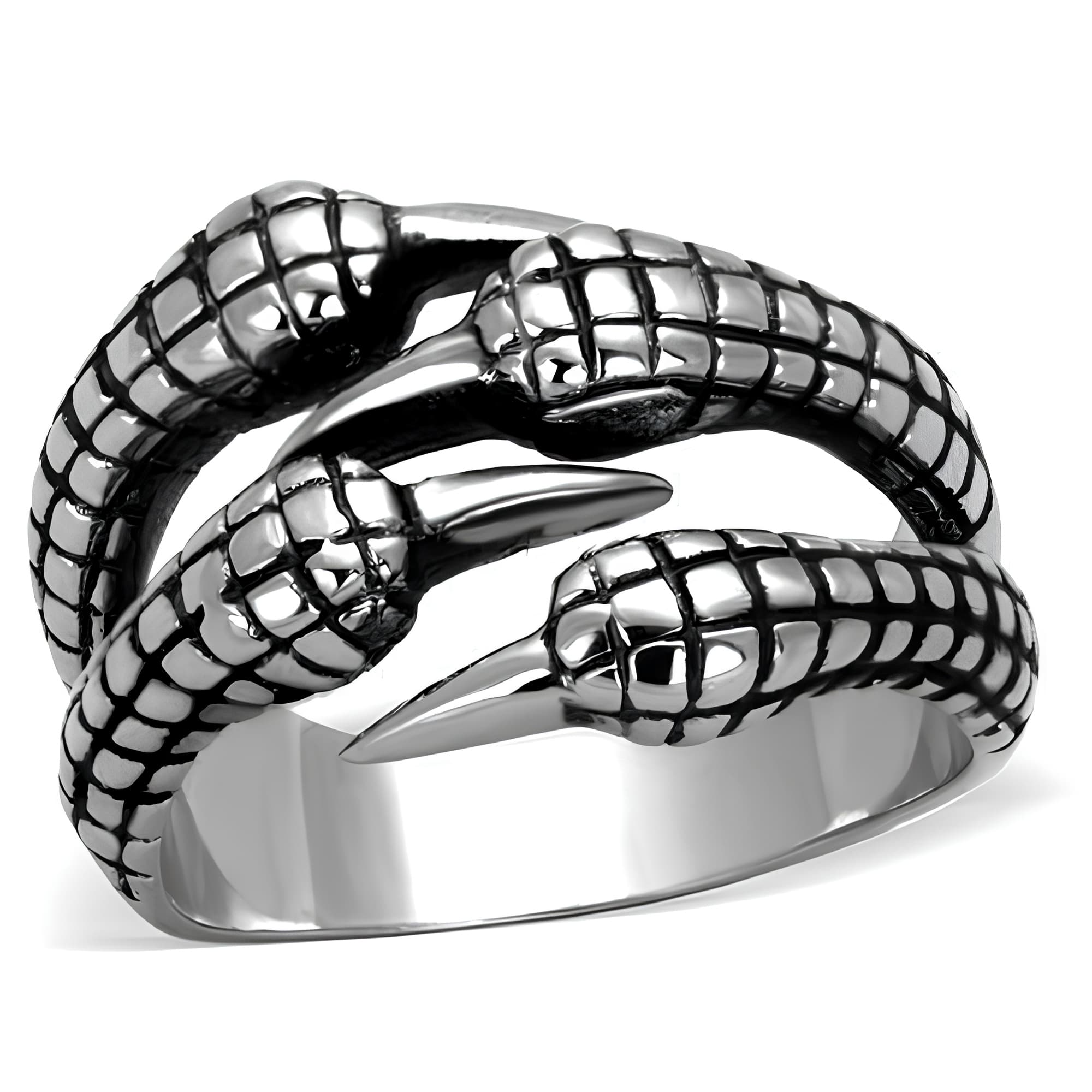 Stainless Steel Snake Serpent Wrap Textured Ring