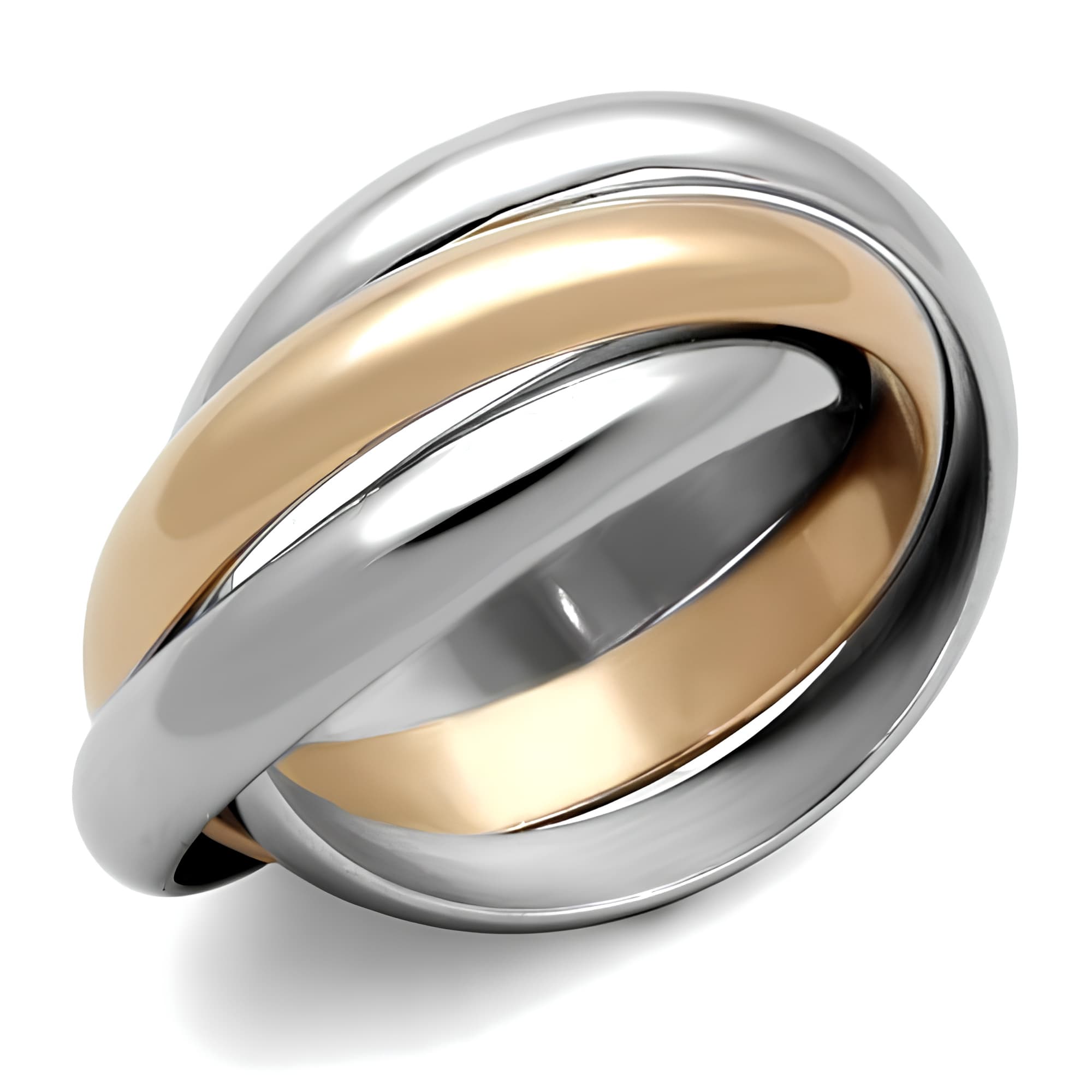 Stainless Steel Tri Color Trinity Rolling Band Ring