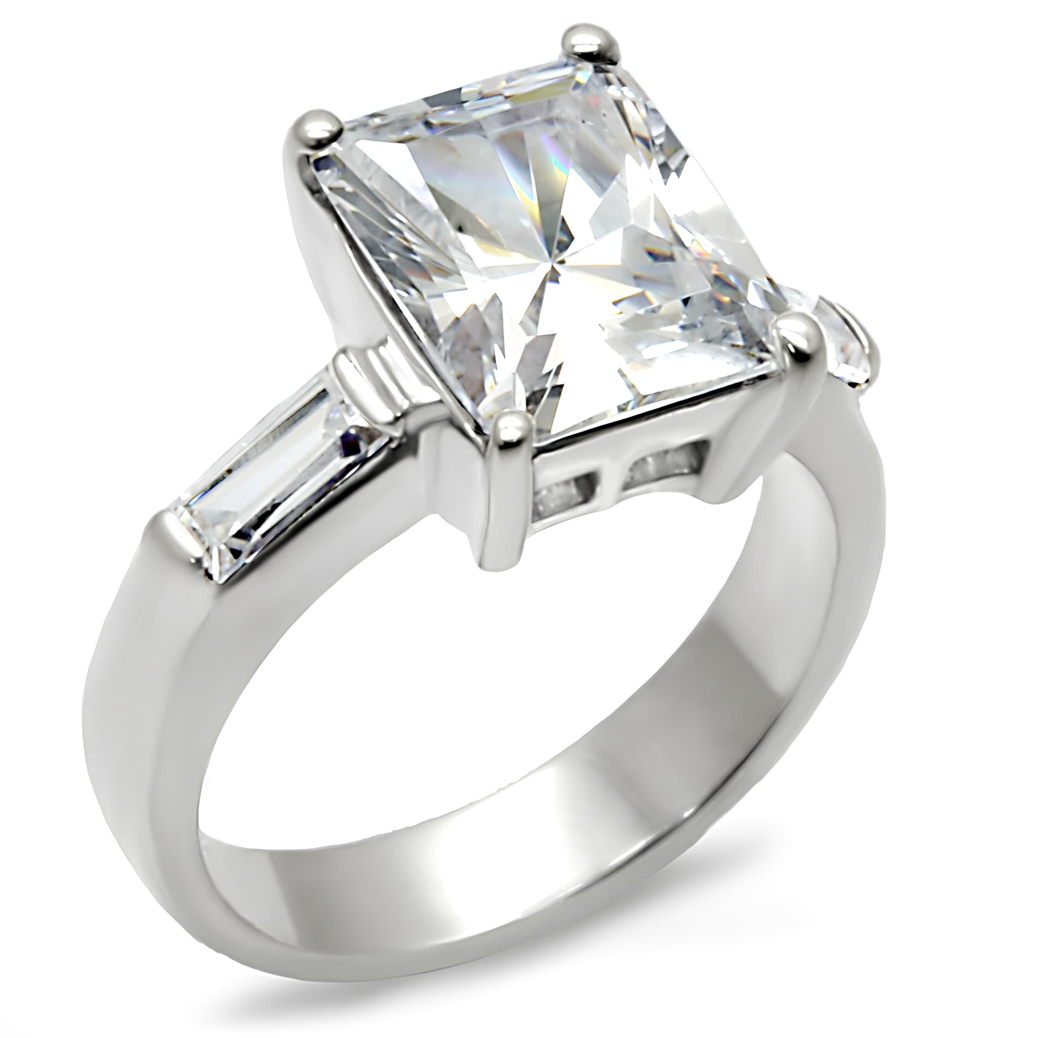 Sterling Silver CZ Princess Cut Classic Solitaire Ring