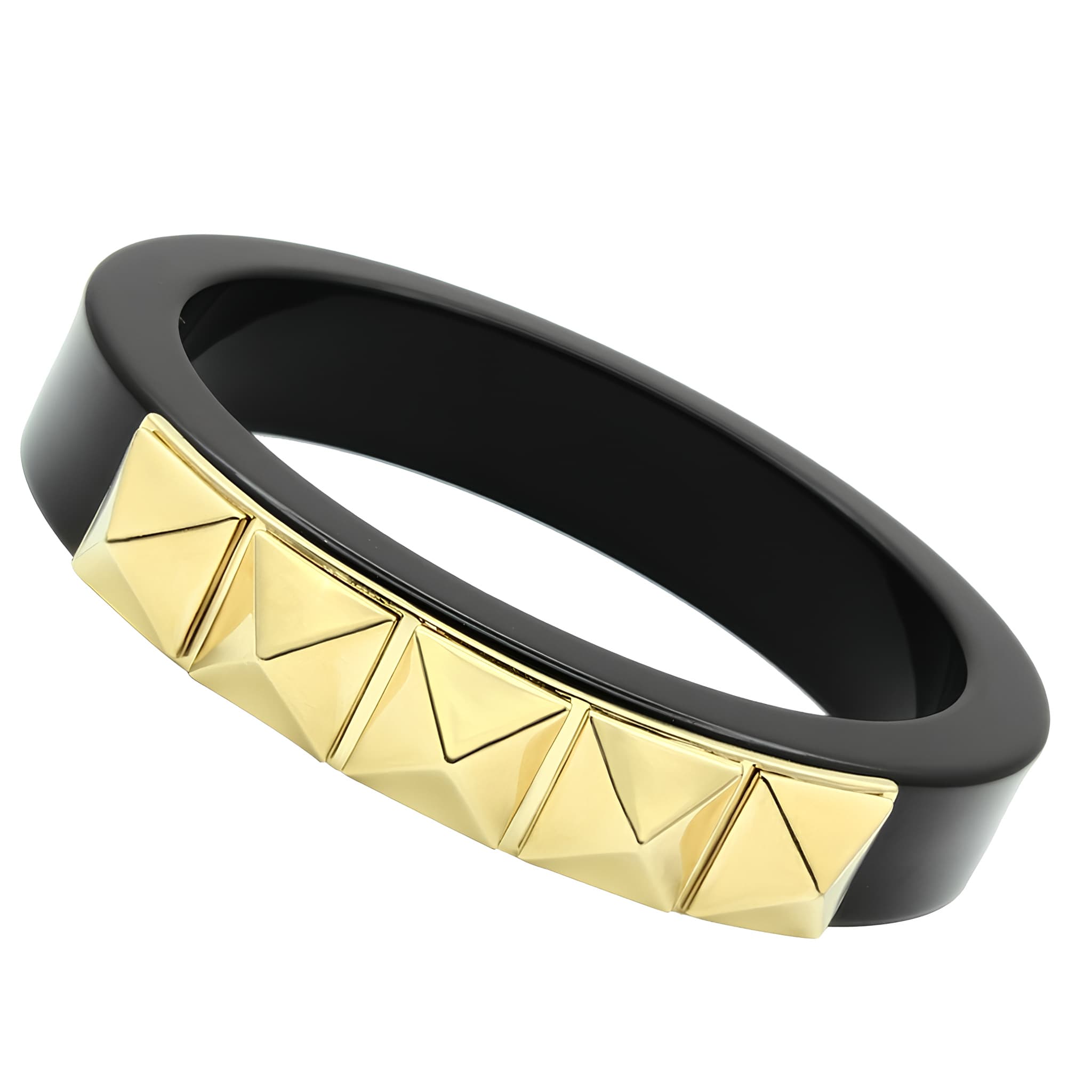 Brass Black Studded Band Bangle